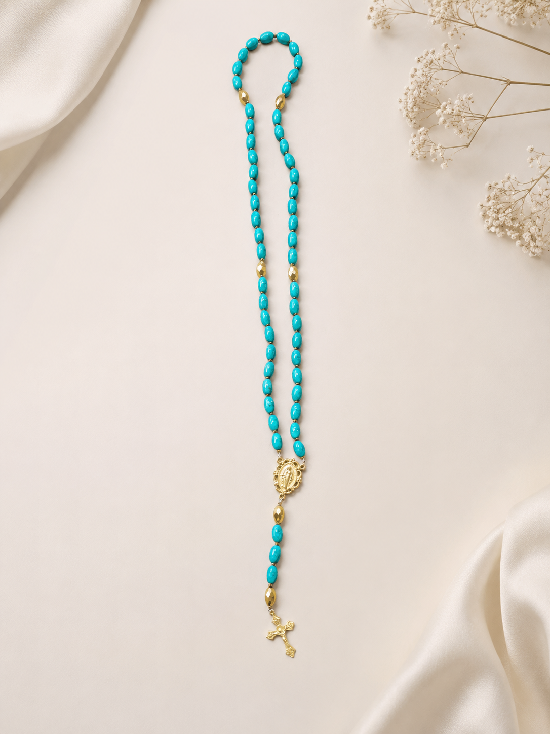 Turquoise & Gold Catholic Rosary