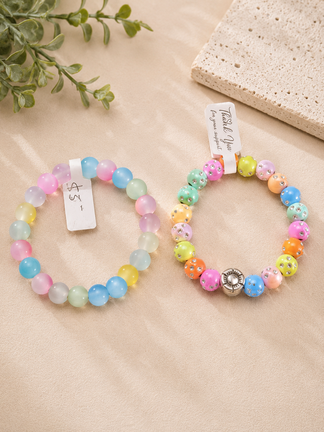 Kids' Pastel Rainbow Bracelet Set (Set of 2)